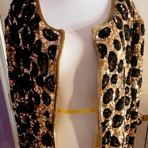 1980s Laurence Kazar New York Sequin Leopard Vintage Jacket size 1X